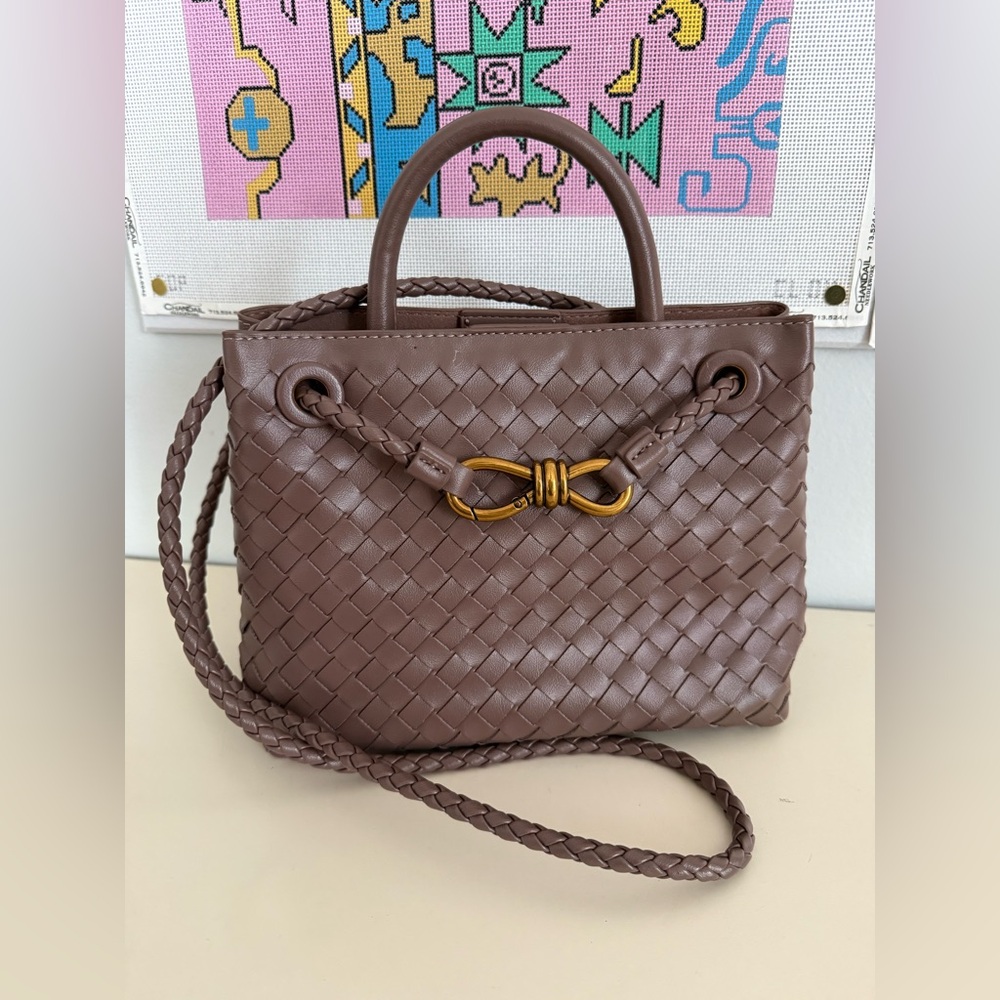 Anthropologie Elegant Brown Woven Handbag